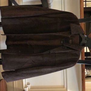 Chocolate brown Coach suede jacket.